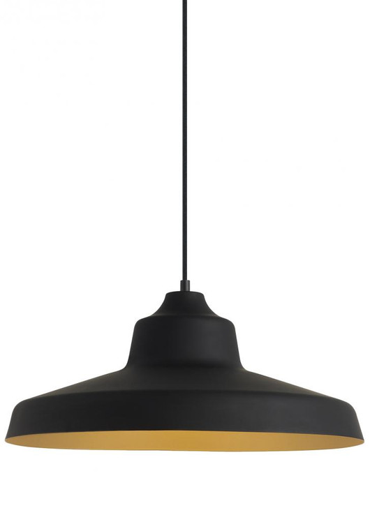 Zevo Outdoor Pendant, 1-Light, LED, Black/Gold, 18"W (700TDZVOBG-LED930 70PD907)