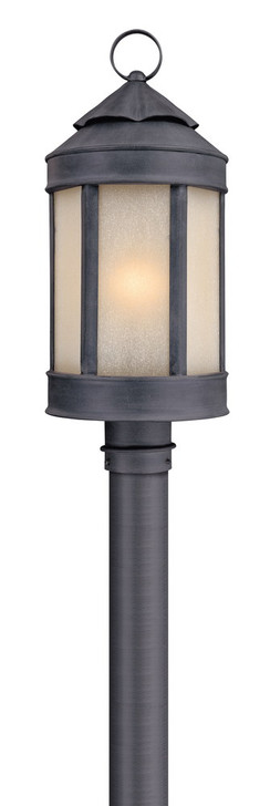 Andersons Forge Post Lantern Large, 1-Light, Antique Iron, Ivory Seeded Glass Shade, 21"H (P1465AI C5HA)