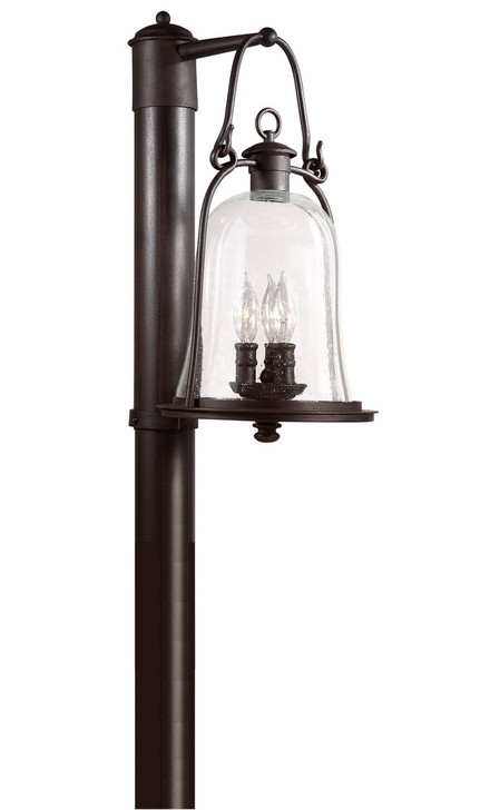 Owings Mill Post Lantern, 3-Light, Natural Bronze, Clear Seeded Glass Shade, Large, 20.25"H (P9465NB C7EH)