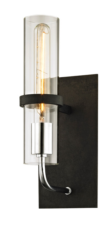 Xavier Wall Sconce, 1-Light, Vintage Iron, Clear Glass Shade, 13.5"H (B6191 MFDF)