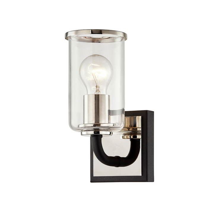 Aeon Vanity Light, 1-Light, Carbide Black & Polished Nickel, Clear Glass Shade, 4.5"W (B7681 QF20)