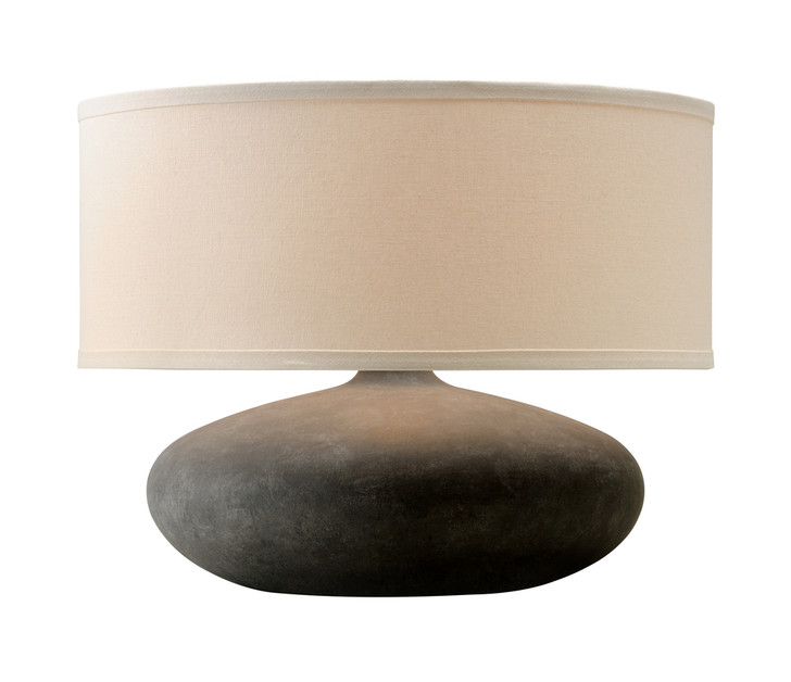 Zen Table Lamp, 1-Light, Graystone, Off-White Hardback Linen Shade, 14"H (PTL1007 Q969)