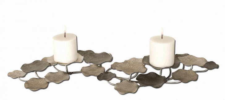 Lying Lotus Metal Candleholders, 4"H (17079 NC0M)