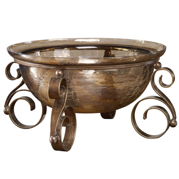 Alya Glass Bowl, Copper Bronze, 17"W (18955 A391F)