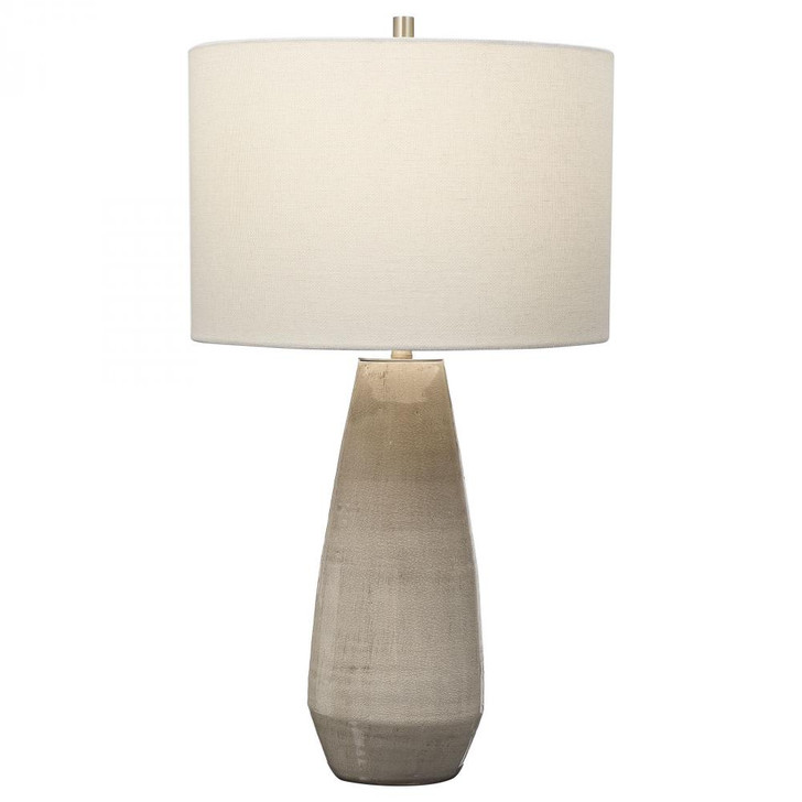 Volterra Table Lamp, 1-Light, Taupe-Gray Crackle, Antique Brushed Brass, 28"H (28394-1 A69Q5)
