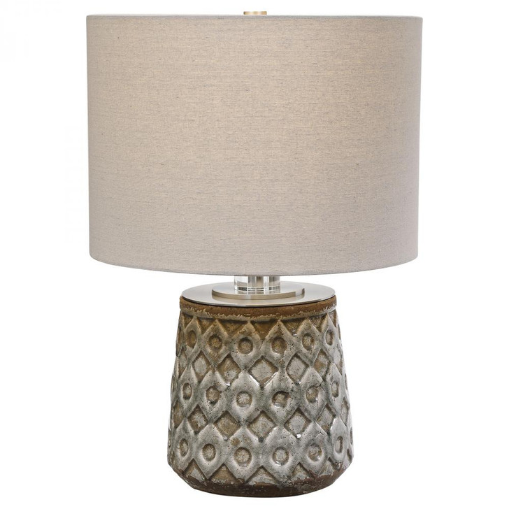 Cetona Old World Table Lamp, 1-Light, Distressed Blue-Gray Crackle, Brushed Nickel, 20"H (28395-1 A69Q6)