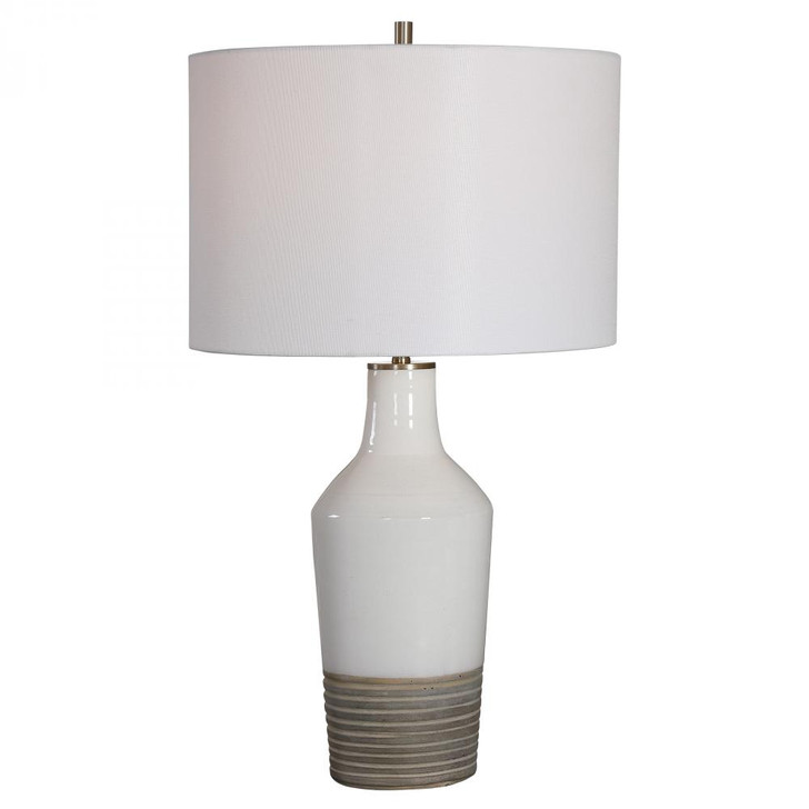 Dakota Table Lamp, 1-Light, White Crackle, Antique Brushed Brass, 27"H (28398-1 A69Q8)