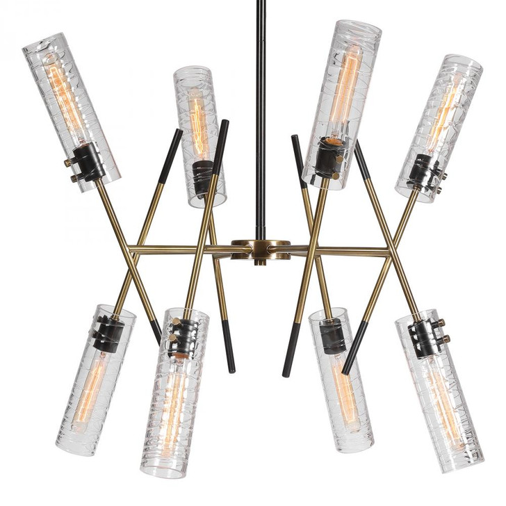 Telesto Linear Pendant, 8-Light, Black, Antique Brass, 32"W (21538 A69RW)