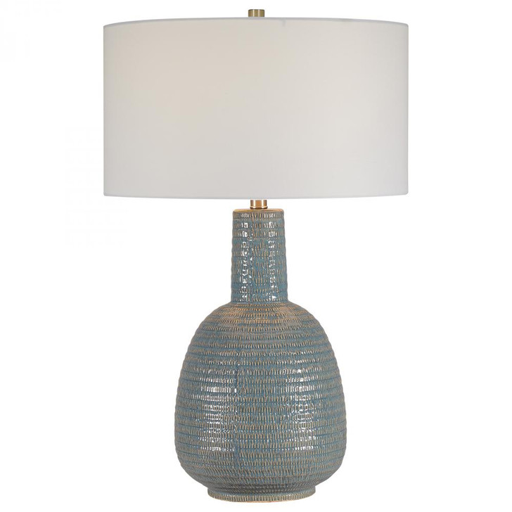 Delta Table Lamp, 1-Light, Distressed Light Aqua, Brushed Nickel, 29"H (28384-1 A6APD)