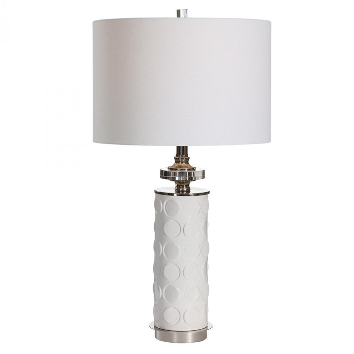 Calia Table Lamp, 1-Light, White, Polished Nickel, 29"H (28428-1 A6APR)