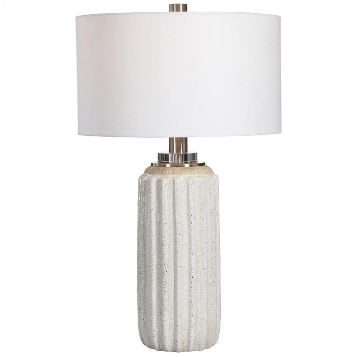 Azariah Table Lamp, 1-Light, Distressed Cream, Beige Crackle, Brushed Nickel, 29"H (28431 A6APV)