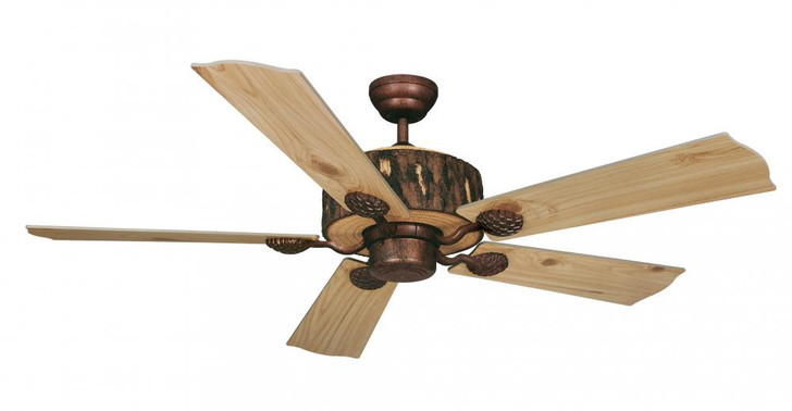 Log Cabin Ceiling Fan, 5-Blade, Weathered Patina, Washed Oak/Pine Blades, 52"W (FN52265WP 5336)