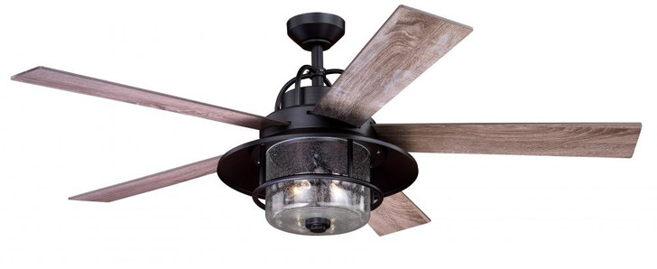 Charleston Ceiling Fan, 5-Blade, 2-Light, LED, New Bronze, Driftwood/Dark Maple Blades, 56"W (F0044 FA0G)