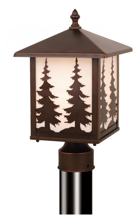 Yosemite Outdoor Post Light, 1-Light, Burnished Bronze, White Tiffany Glass Shade, 8"W (OP33485BBZ 7YVF)