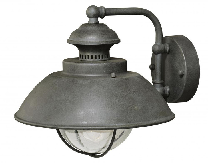 Harwich Outdoor Wall Light, 1-Light, Textured Gray, Clear Seeded Glass Shade, 10.25"H (T0267 F81P)