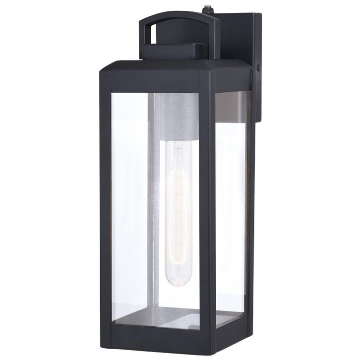 Kinzie Outdoor Wall Lantern, 1-Light, Textured Black, 14.25"H (T0566 J7P1)