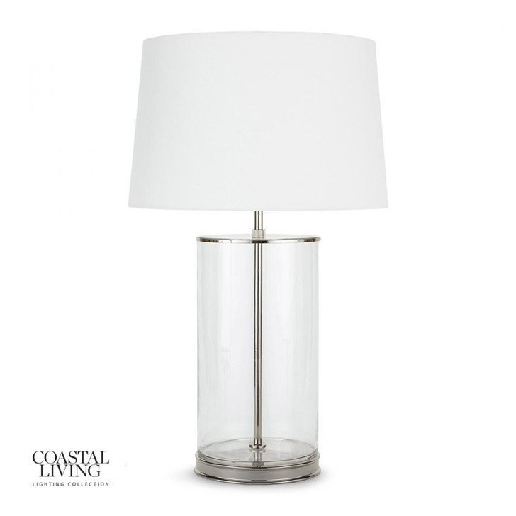 Coastal Living Table Lamp, 1-Light, Clear, Linen Shade, 32"H (13-1438PN 50500TQ)
