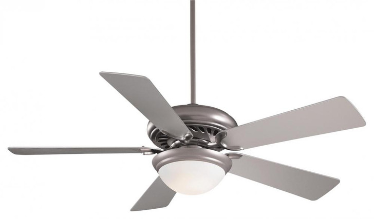 Supra Ceiling Fan, 5-Blade, 1-Light, LED, Brushed Steel, Silver Blades, 52"W (F569L-BS HM15)