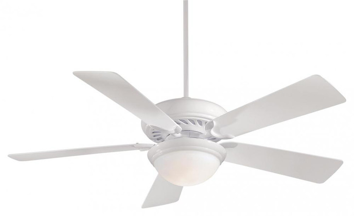 Supra Ceiling Fan, 5-Blade, 1-Light, LED, White, White Blades, 52"W (F569L-WH HM18)