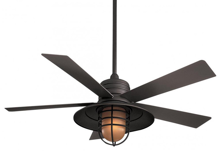 Rainman Ceiling Fan, 5-Blade, 1-Light, LED, Oil Rubbed Bronze, Taupe Blades, 54"W (F582L-ORB HM1C)