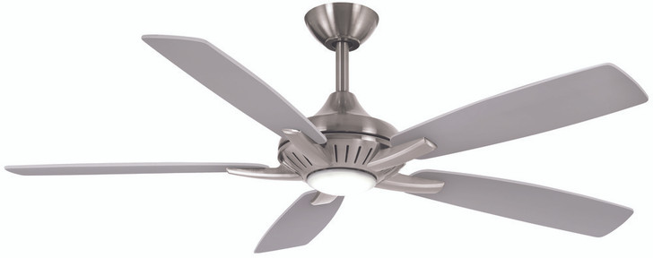 Dyno Ceiling Fan, 5-Blade, 1-Light, LED, Brushed Nickel, Silver/Aged Wood Blades, 52"W (F1000-BN/SL HJ30)