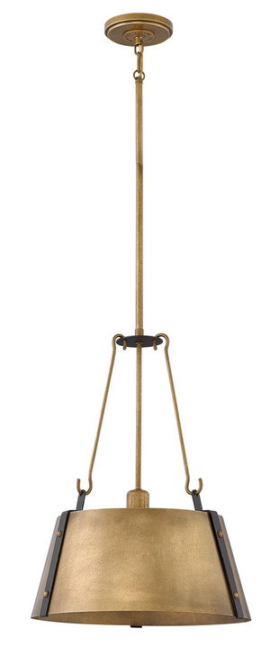 Cartwright Drum Pendant, 1-Light, Rustic Brass/Oil Rubbed Bronze, 15.25"W (3394RS VDGW)