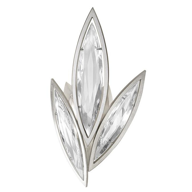 Marquise Wall Sconce, 2-Light, Platinized Silver Leaf, Hand-Cut Faceted Crystals, 21"H (854250-12ST G9V5)