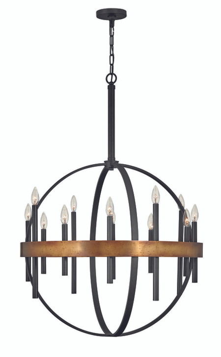 Wells Candle Chandelier, 12-Light, Steel, 30"W (3867WA 9M3XX)