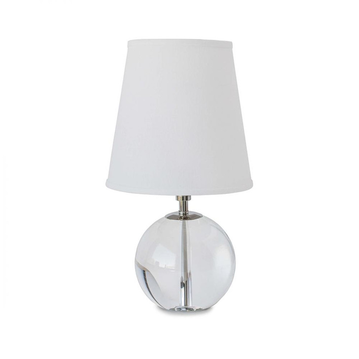 Crystal Mini Sphere Lamp, 1-Light, Clear, Linen Shade, 15.5"H (13-1014 504X02N)