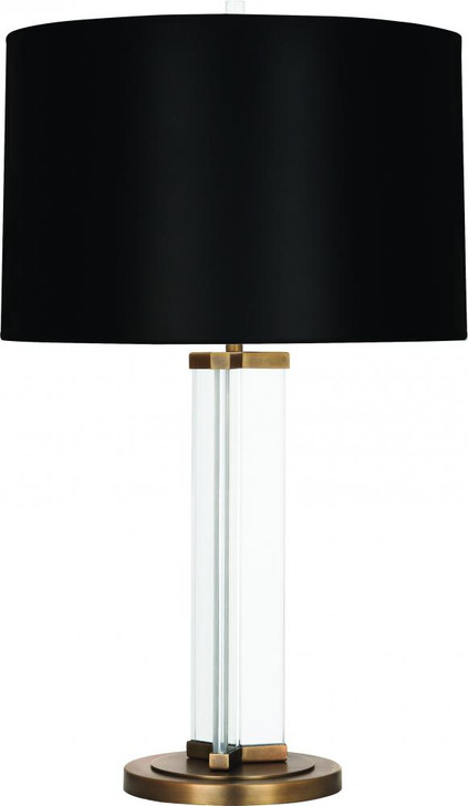 Fineas Table Lamp, 1-Light, Clear Glass/Aged Brass, Black Painted Opaque Parchment Shade, 28.75"H (472B 2EKZ1)