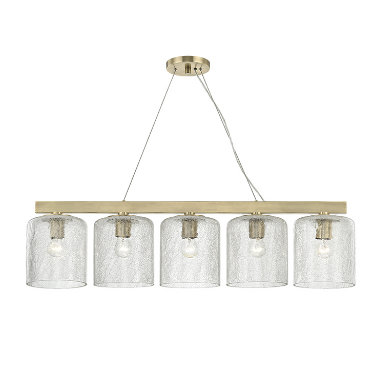 Charles Linear Chandelier, 5-Light, Aged Brass, Crackle Clear Shade, 40.5"W (3240-AGB A2JU5)