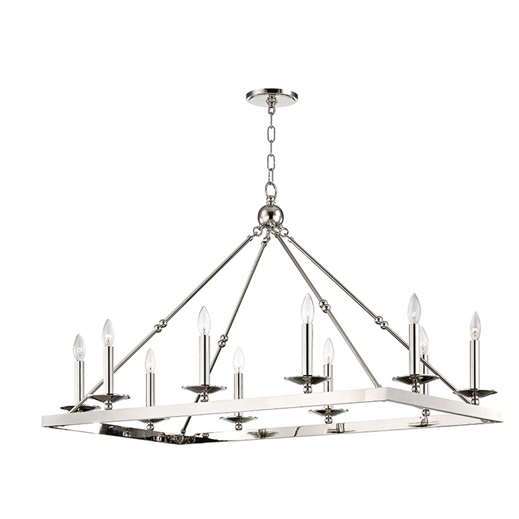 Allendale Chandelier, 10-Light, Polished Nickel, 23.25"W (3244-PN A2JUA)