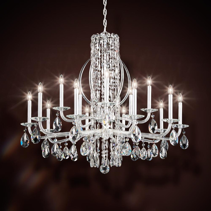 Sarella Chandelier, 15-Light, Polished Stainless Steel, Clear Heritage Crystal, 41"W (RS8315N-401H 1HWUX4)