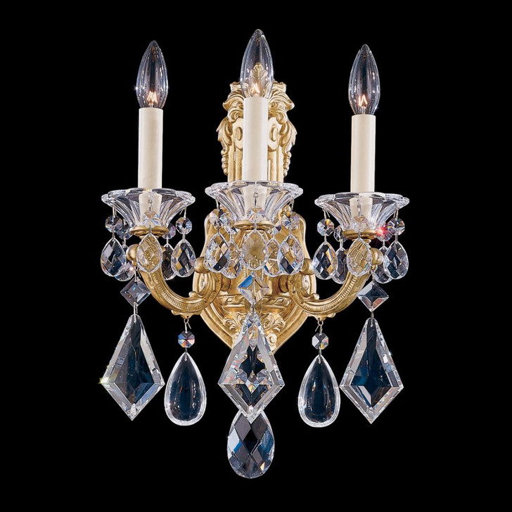 La Scala Wall Sconce, 3-Light, French Gold, Clear Swarovski Crystal, 17"H (5071-26S 1HWWVP)
