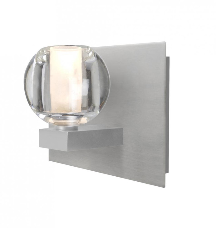 Boca Bathroom Wall Sconce, 1-Light, LED, Satin Nickel, Clear Glass, 6"H (1WF-BOCACL-LED-SN 2QDEXG)