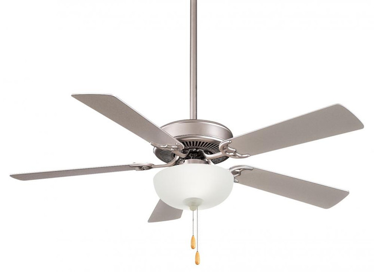 Contractor II Uni-Pack Ceiling Fan, 5-Blade, 2-Light, LED, Brushed Steel, Silver Blades, 52"W (F448L-BS HKZY)