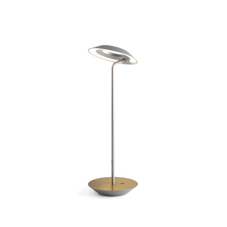 Royyo Desk Lamp, LED, Silver, Brushed Brass Base, 17.5"H (RYO-SW-SIL-BRS-DSK 407UEM2)
