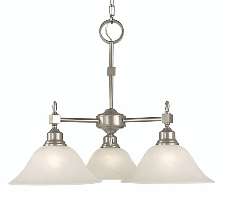Taylor Chandelier, 3-Light, Brushed Nickel with Amber Marble Glass Shade, 25"W (2439 BN/AM VD81)