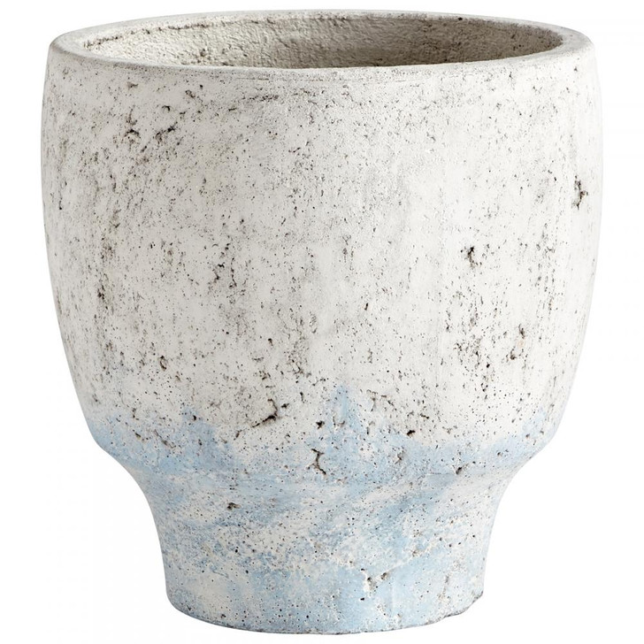 Medium Venice Planter, Antique White Blue Accents, Cement, 8.75"H (09609 M9QRG)