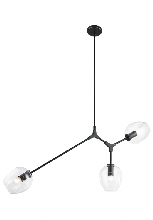 Cherry Blossoms Chandelier, 3-Light, Black, 6"W (C49703BK 305UN95)