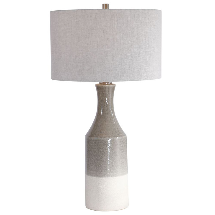 Savin Table Lamp, 1-Light, Ceramic, Gray, Ivory, Brushed Nickel, 31"H (28204 A3C0N)