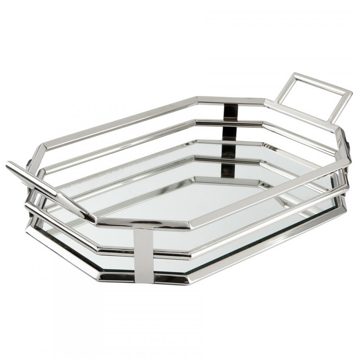 Layers of Meaning Tray, Stainless Steel, Iron, Wood, Mirrored Glass, 23"W (8265 M9GYC)