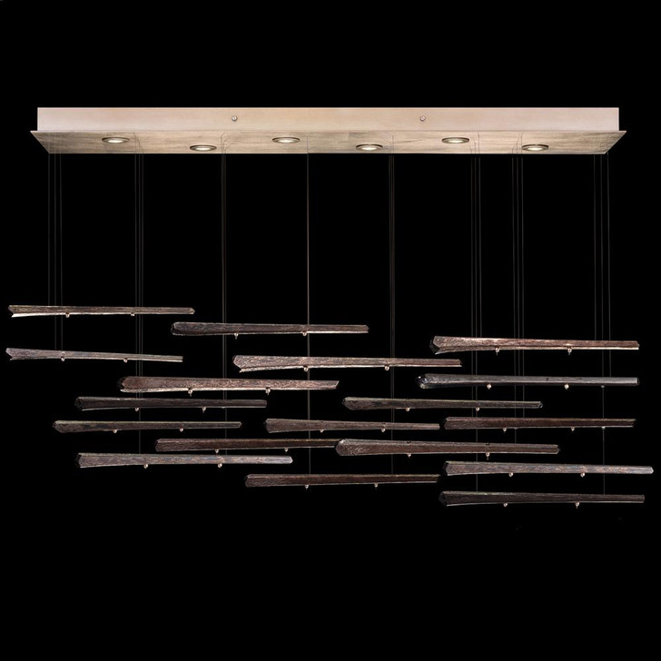 Elevate Linear Chandelier, Glass Spire, 8-Light, LED, Gold Leaf Canopy, 59"W (895140-251ST NLXN)