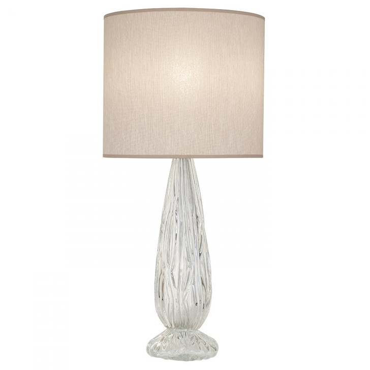 Las Olas Table Lamp, 1-Light, Sculpted Glass, Silver Leaf Accent, Beige Fabric Shade, 30.5"H (900410-12ST NG1Q)