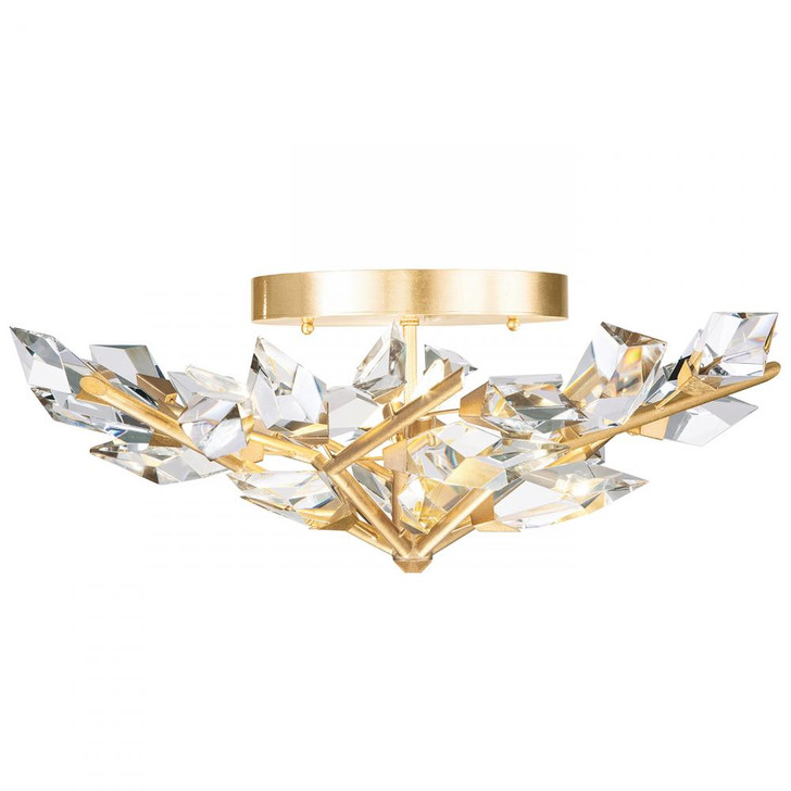 Foret Semi-Flush Mount, Round, 4-Light, Gold, Faceted Crystal Leaves, 31"W (908740-2ST NG1D)