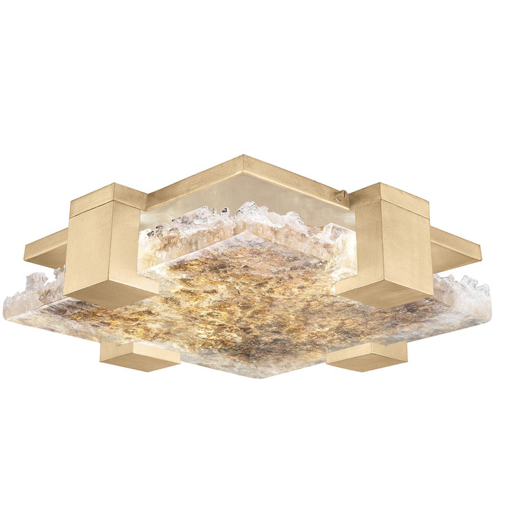 Terra Flush Mount, Square, 4-Light, LED, Champagne Tinted Gold, Antiqued Gold Leaf Glass, 16.75"W (895440-32ST NF3W)
