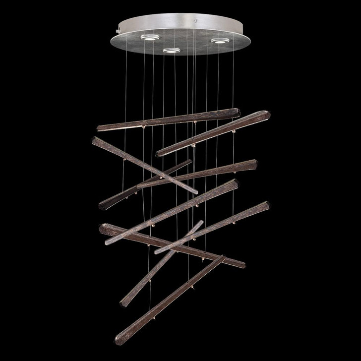 Elevate Pendant, Glass Spire, 3-Light, LED, Silver Leaf Canopy, 23"W (895640-151ST NLXP)