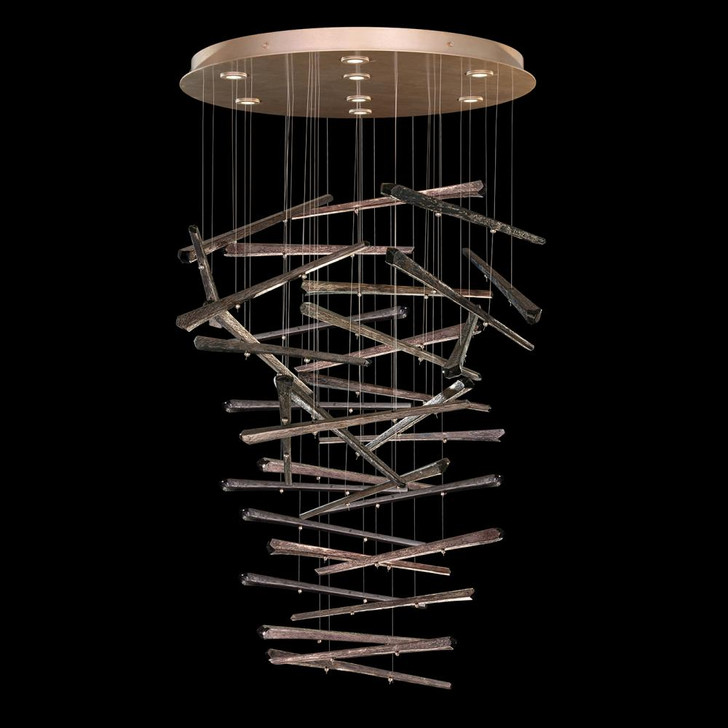 Elevate Pendant, Glass Spire, 8-Light, LED, Gold Leaf Canopy, 34"W (895840-251ST NLXT)