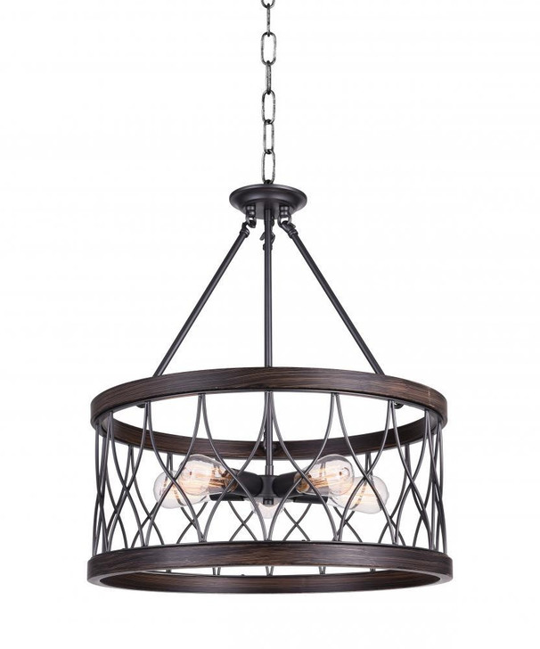 Amazon Drum Shade Chandelier, 5-Light, Gun Metal, 23"W (9966P23-5-242-A 3069GGC)