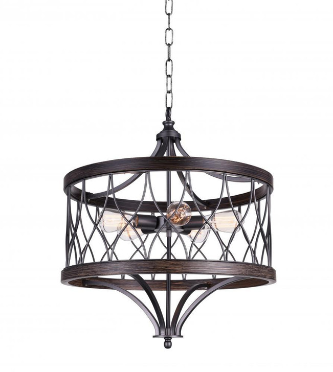 Amazon Drum Shade Chandelier, 5-Light, Gun Metal, 23"W (9966P23-5-242-B 3069GGD)